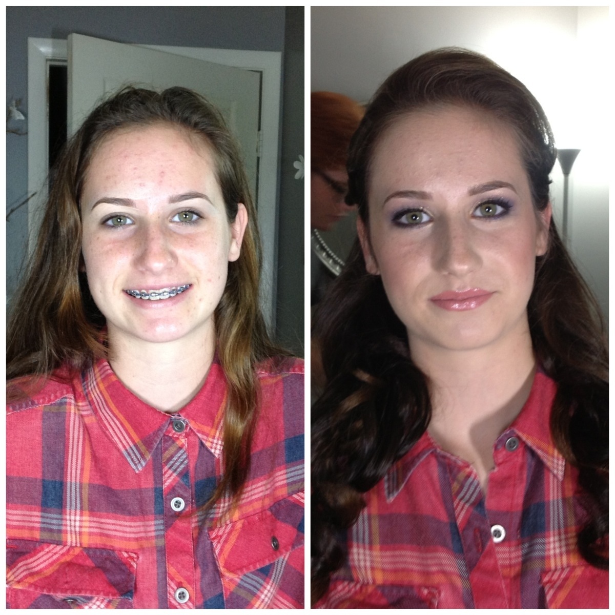 BEFORE and AFTER makeup applications